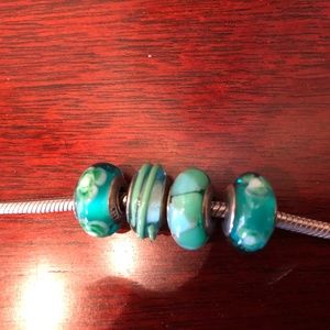 Pandora 16 inch sterling (9.25) necklace with 4 glass beads